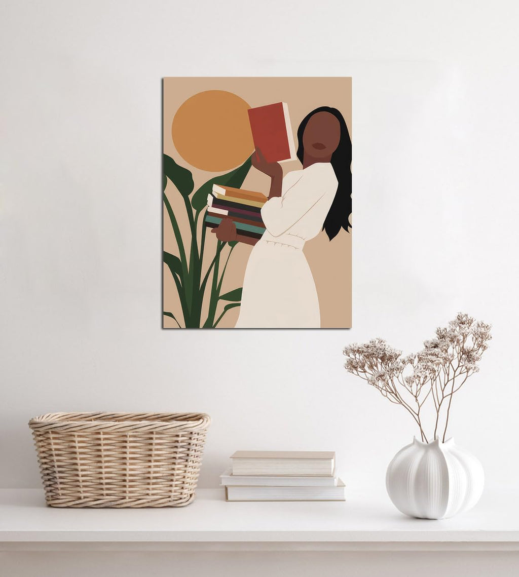 African American Boho Wall Art, Black Women Art Framed, Book Lover Art, Black Girl Canvas Print, African American Canvas Art Wall Decor, Woman Reading Book Art, African American Girl Boho Posters