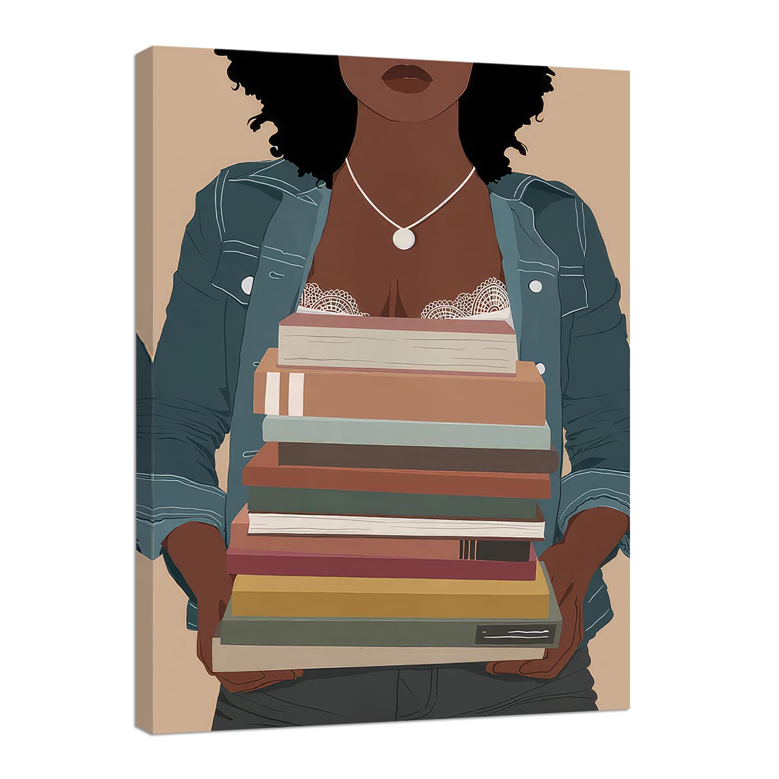 African American Boho Wall Art, Black Women Art Framed, Book Lover Art, Black Girl Canvas Print, African American Canvas Art Wall Decor, Woman Reading Book Art, African American Girl Boho Posters