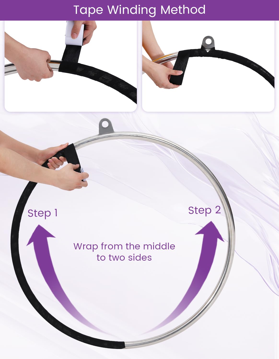 Aerial Lyra Hoop Kit (85cm/90cm), 32mm Thick, Maximum Load 460 LBS, Yoga Equipment Set with Hardware Kit for Yoga Dance, Aerial Fitness