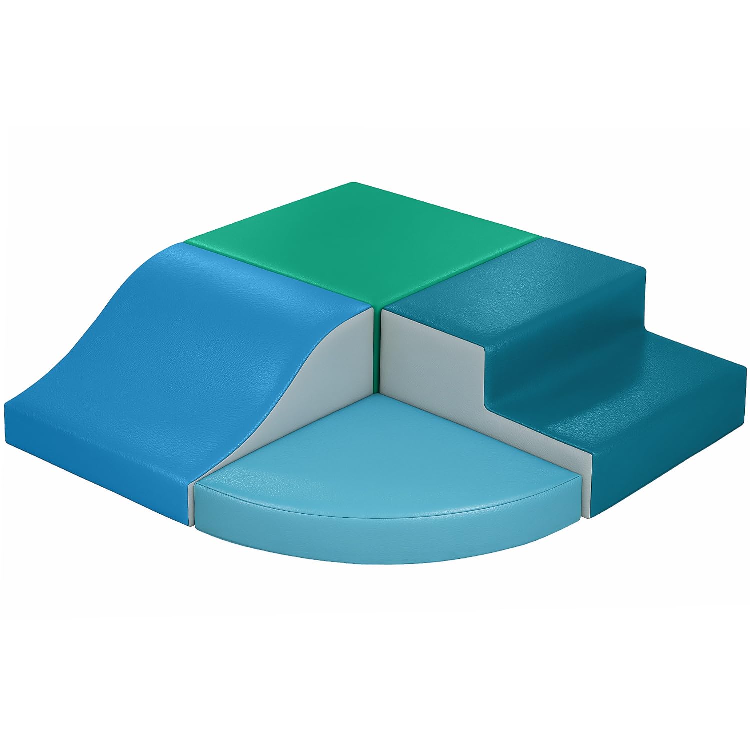 4-Piece Soft PU Leather Toddlers Climbing Toys, Baby Foam Climbing Blocks for Toddlers 3, Foam Play Gym Climbing Structures, Indoor Climb and Crawl Activity Play Set (White and Coffee)