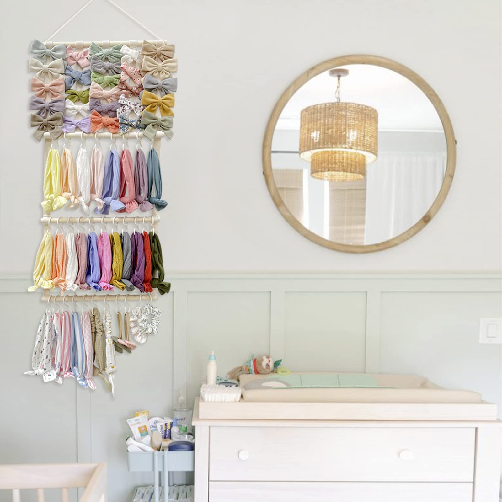 POVETIRE Headband Holder Hair Bows Organizer for Girls, Baby Headbands Hair Accessories Organizer Storage Wall Hanging Decor for Toddler Girls Room