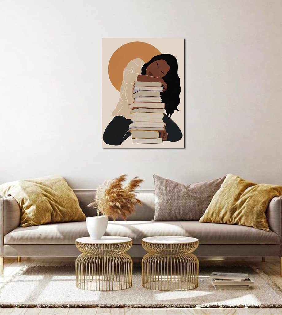 African American Boho Wall Art, Black Women Art Framed, Book Lover Art, Black Girl Canvas Print, African American Canvas Art Wall Decor, Woman Reading Book Art, African American Girl Boho Posters