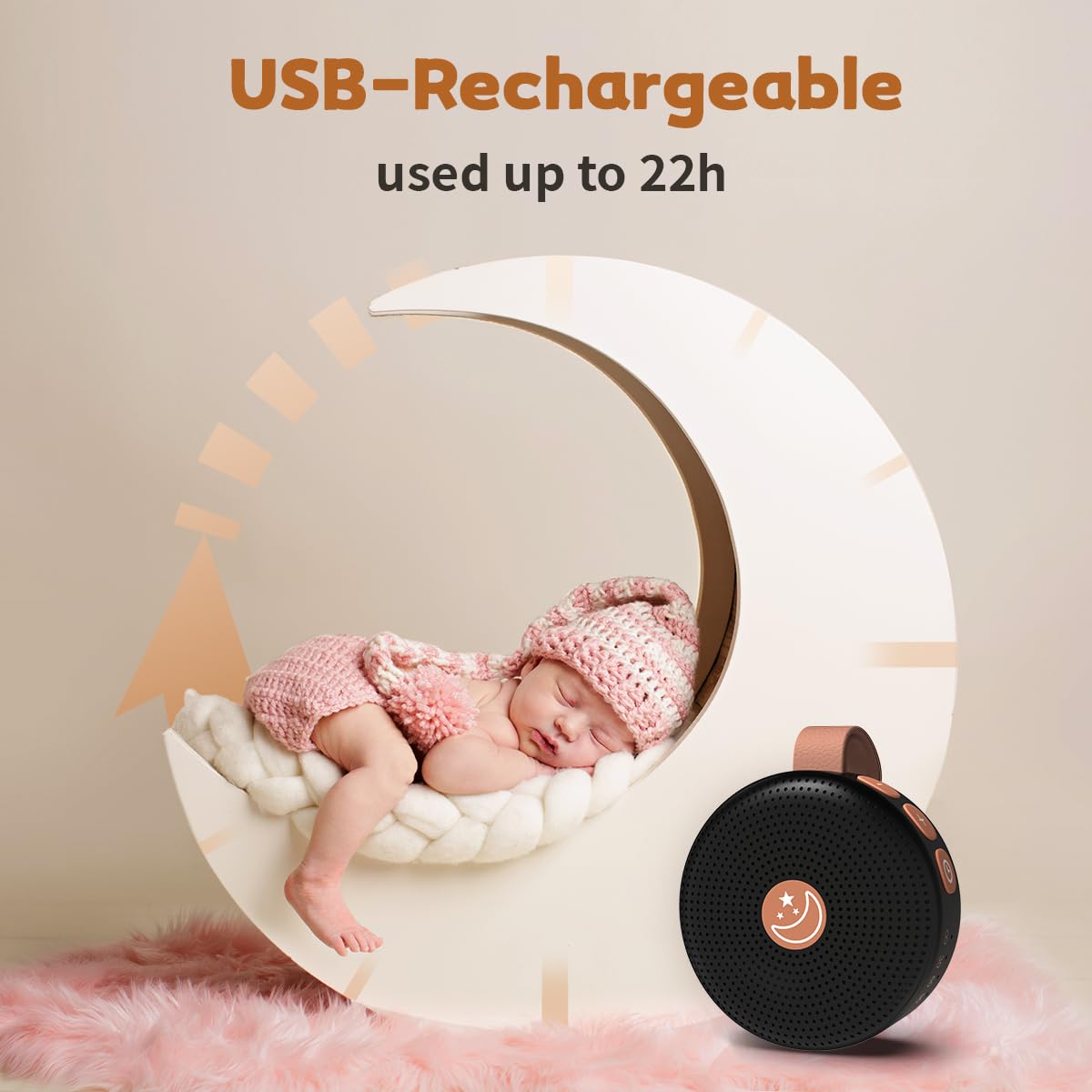 Mini Shushing Sound Machine Portable Baby White Noise Machine Brown Noise Machine 30 Soothing Sounds for Kids Adults Auto-Off Timer 32 Volume Levels Battery Sleep Machine for Home Office Privacy