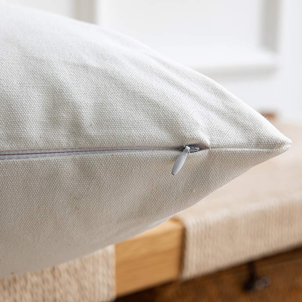 DEZENE Leather Throw Pillow Covers, Set of 2 Modern Leather/Cotton Decorative Pillowcases for Home Decor Bedroom Living Room Couch Bed Sofa, 18x18 Inch, Cognac-Brown and White