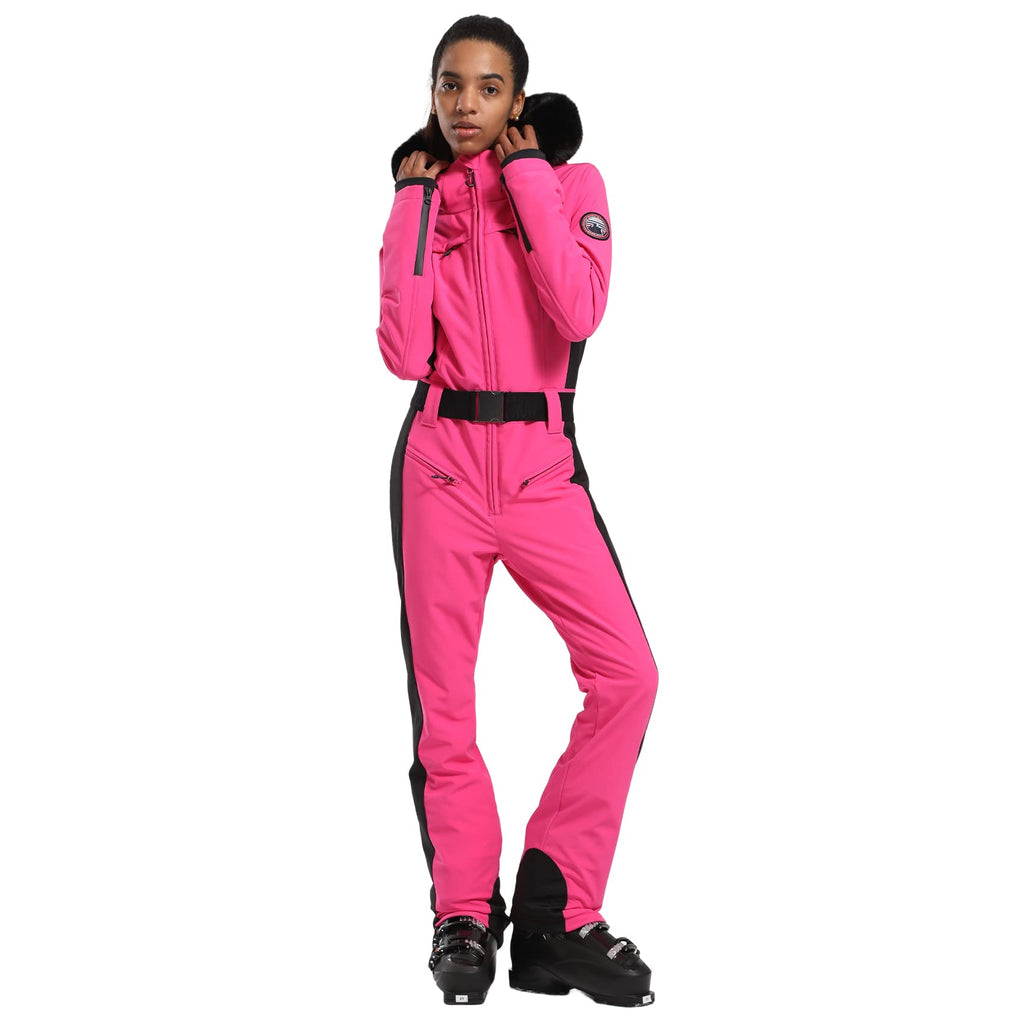 GSOU SNOW Womens Ski Suit One Piece Snowsuit Snowboard Slim Insulated Jumpsuit Jacket Waterproof Windproof for Outdoor Sports