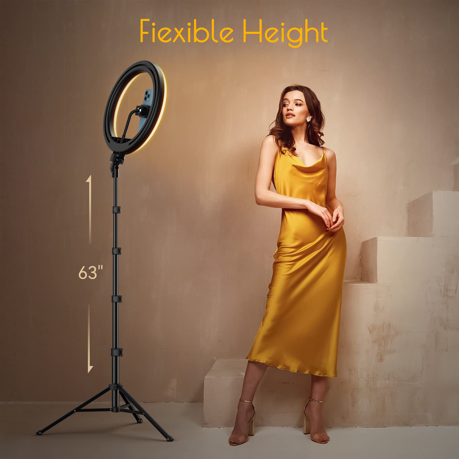 Weilisi 10" Ring Light with Stand 72'' Tall & Phone Holder,38 Color Modes Selfie Light with Tripod Stand,Stepless Dimmable/Speed LED Ring Light for iPhone & Android,YouTube, Makeup,TIK Tok
