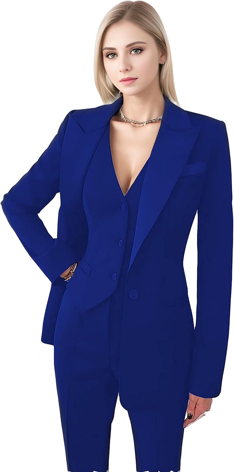 Women's Suiting Pantsuit Business Casual Outfits Women Work Office Pant Suits for Women 3 Piece Set