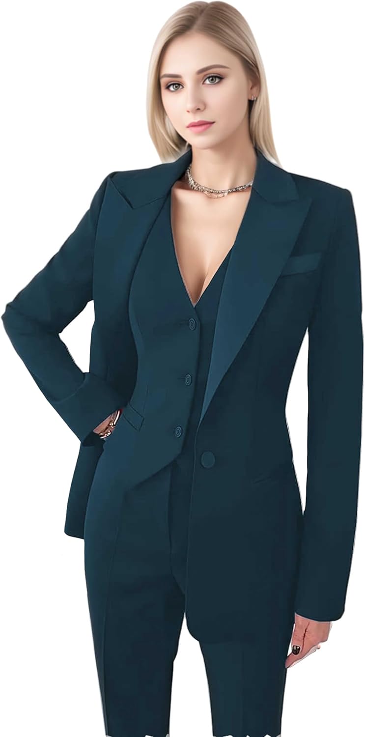 Women's Suiting Pantsuit Business Casual Outfits Women Work Office Pant Suits for Women 3 Piece Set