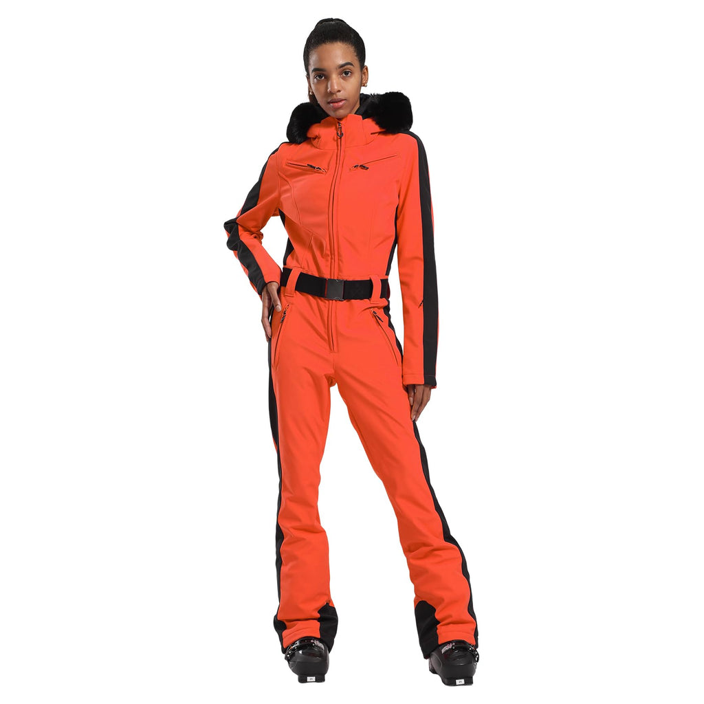 GSOU SNOW Womens Ski Suit One Piece Snowsuit Snowboard Slim Insulated Jumpsuit Jacket Waterproof Windproof for Outdoor Sports