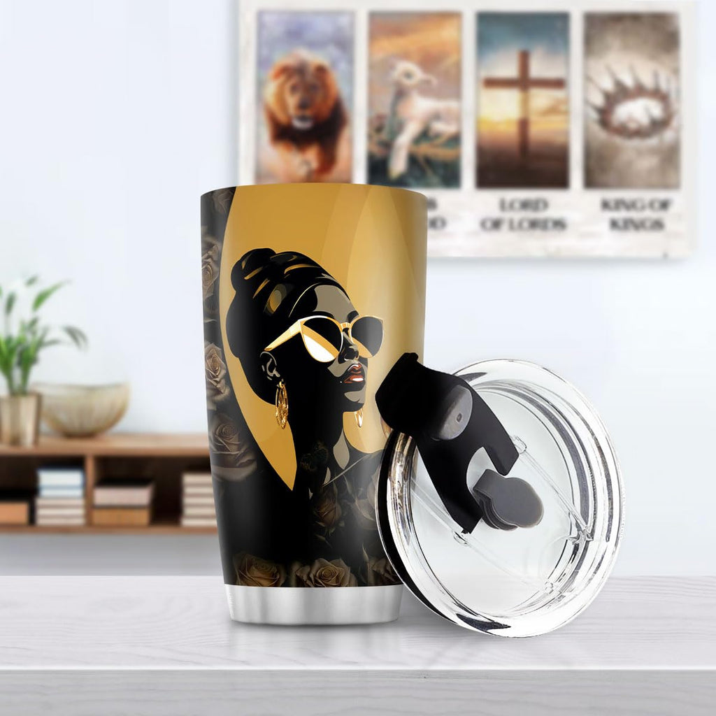 Sistabag - Coffee Tumbler For Black Women - Birthday, Mother's Day, Christmas Gifts For Women, Pride Tumbler For Woman (She Who Kneels Before God, 20 Oz)