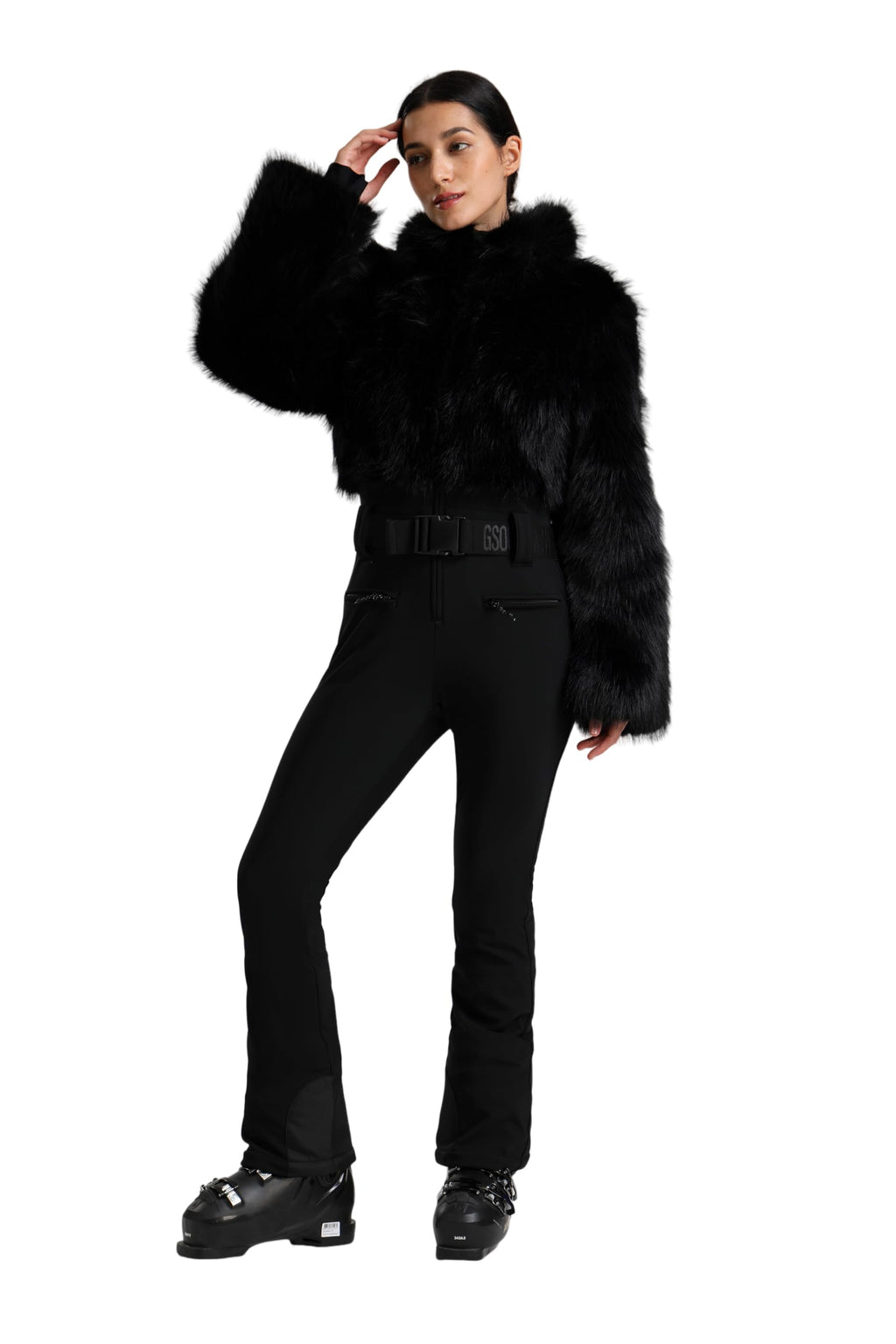 GSOU SNOW Women Ski Suit One Piece Snowsuit Snowboard Faux Fur Collar Slim Jumpsuit Jacket Insulated Windproof Outdoor Winter