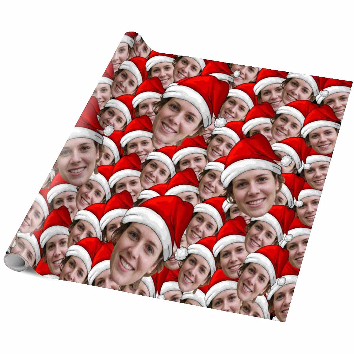 InterestPrint Custom Photo Wrapping Paper Merry Christmas with Christmas hat Wrapping Paper Custom Name Gift Wrap Roll Perfect for Birthdays 58"x 23"