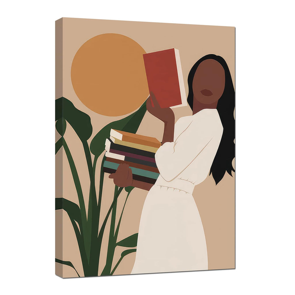 African American Boho Wall Art, Black Women Art Framed, Book Lover Art, Black Girl Canvas Print, African American Canvas Art Wall Decor, Woman Reading Book Art, African American Girl Boho Posters