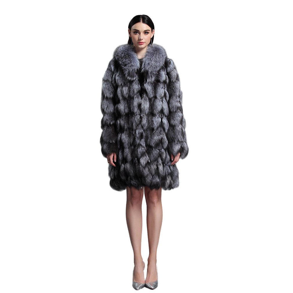 Fur Story Women's Genuine Fox Fur Coat Thick Warm Fur Jacket Winter coat