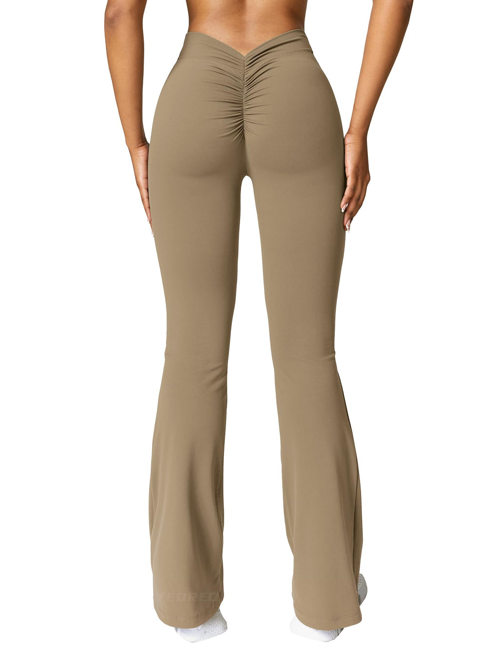 YEOREO Scrunch Flare Leggings Daze V Back Butt Lifting Wide Leg High Waist 31.5" Gym Workout Yoga Pants