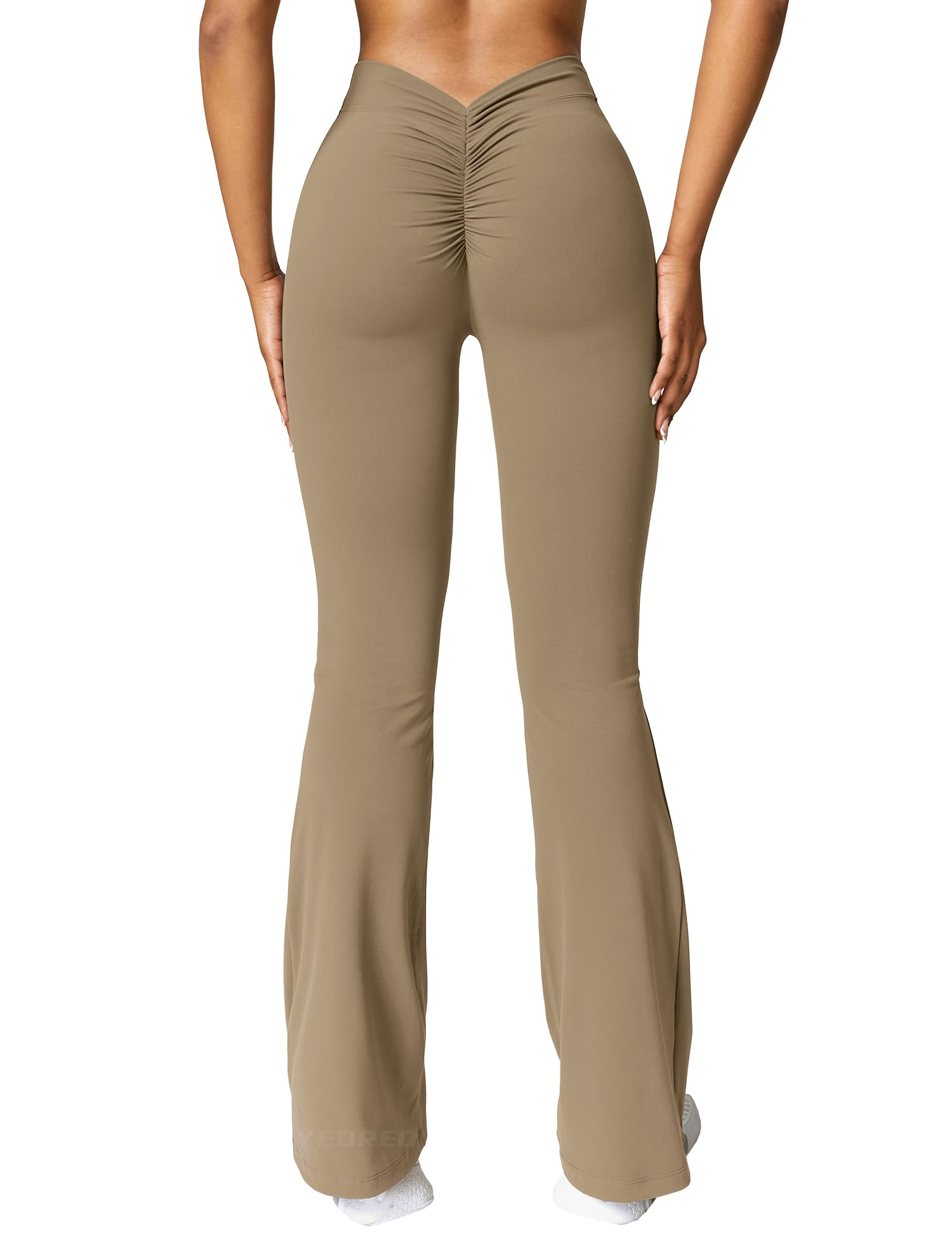 YEOREO Scrunch Flare Leggings Daze V Back Butt Lifting Wide Leg High Waist 31.5" Gym Workout Yoga Pants