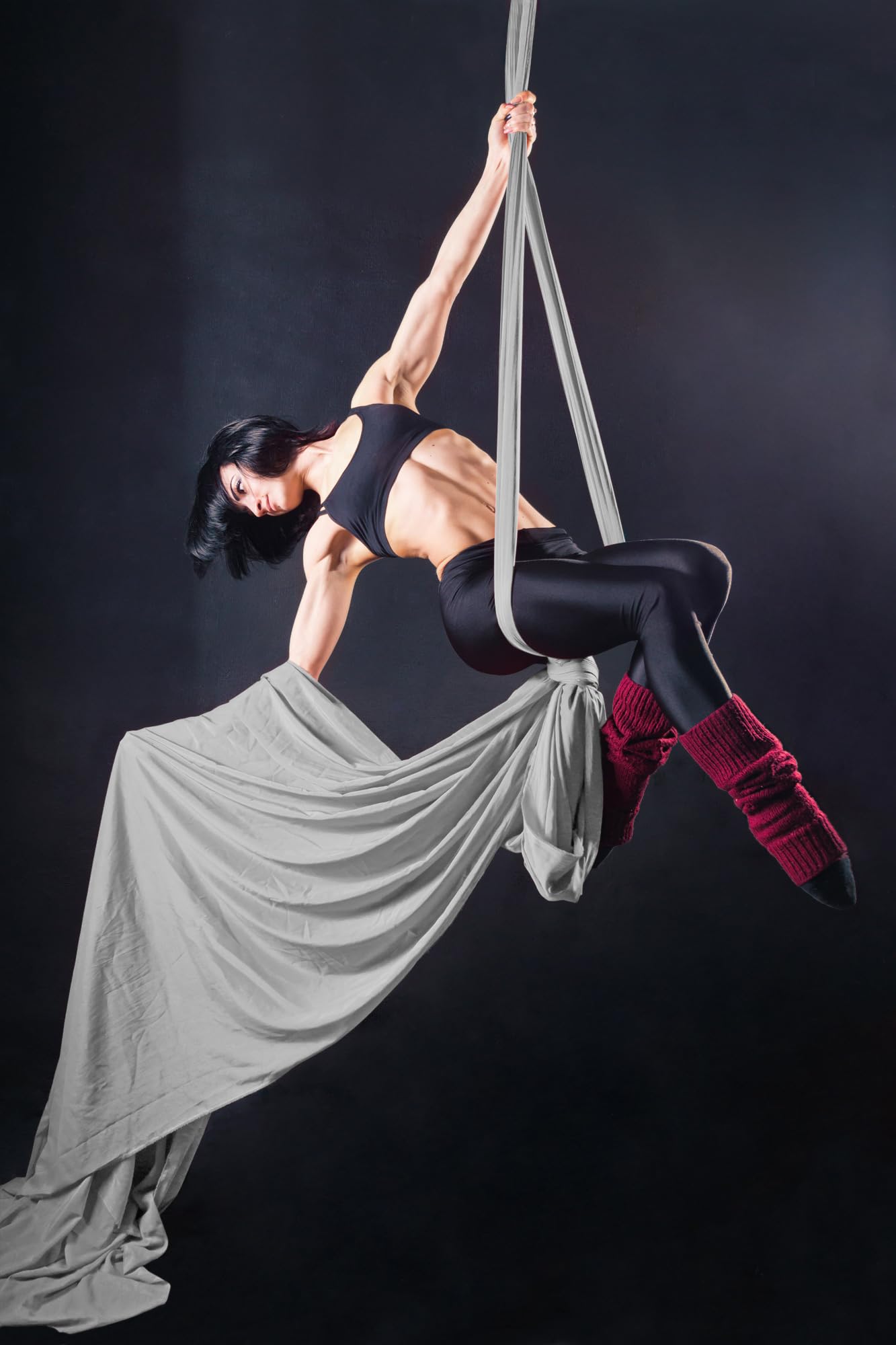 Aerial Silks Set, Premium Ariel Yoga Hammock 9 Yards Aerial Silk, Low-Stretch Fabric, Yoga Starter Kit for Home, Aerial Rig for All Skill Levels - All Hardware Included