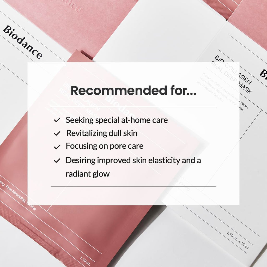 BIODANCE Bio-Collagen Real Deep Mask, Hydrating Overnight Hydrogel Mask, Pore Minimizing, Elasticity Improvement, Korean Skincare | 1.19oz(34g) x 16ea
