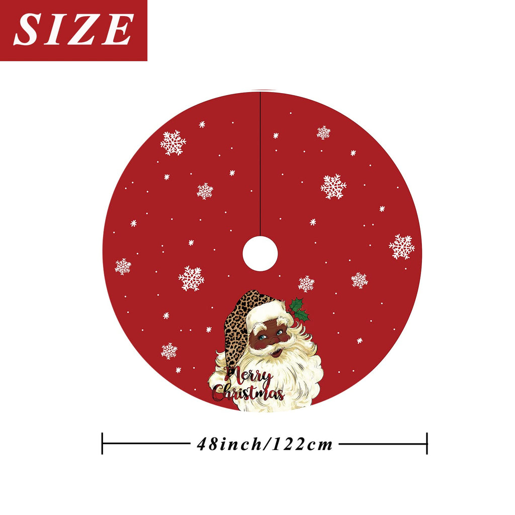 Christmas Tree Skirt Black Snowflake Black Santa African American Santa Tree Skirt 48inch Xmas Winter Tree Skirt for Christmas Indoor Outdoor Decorations