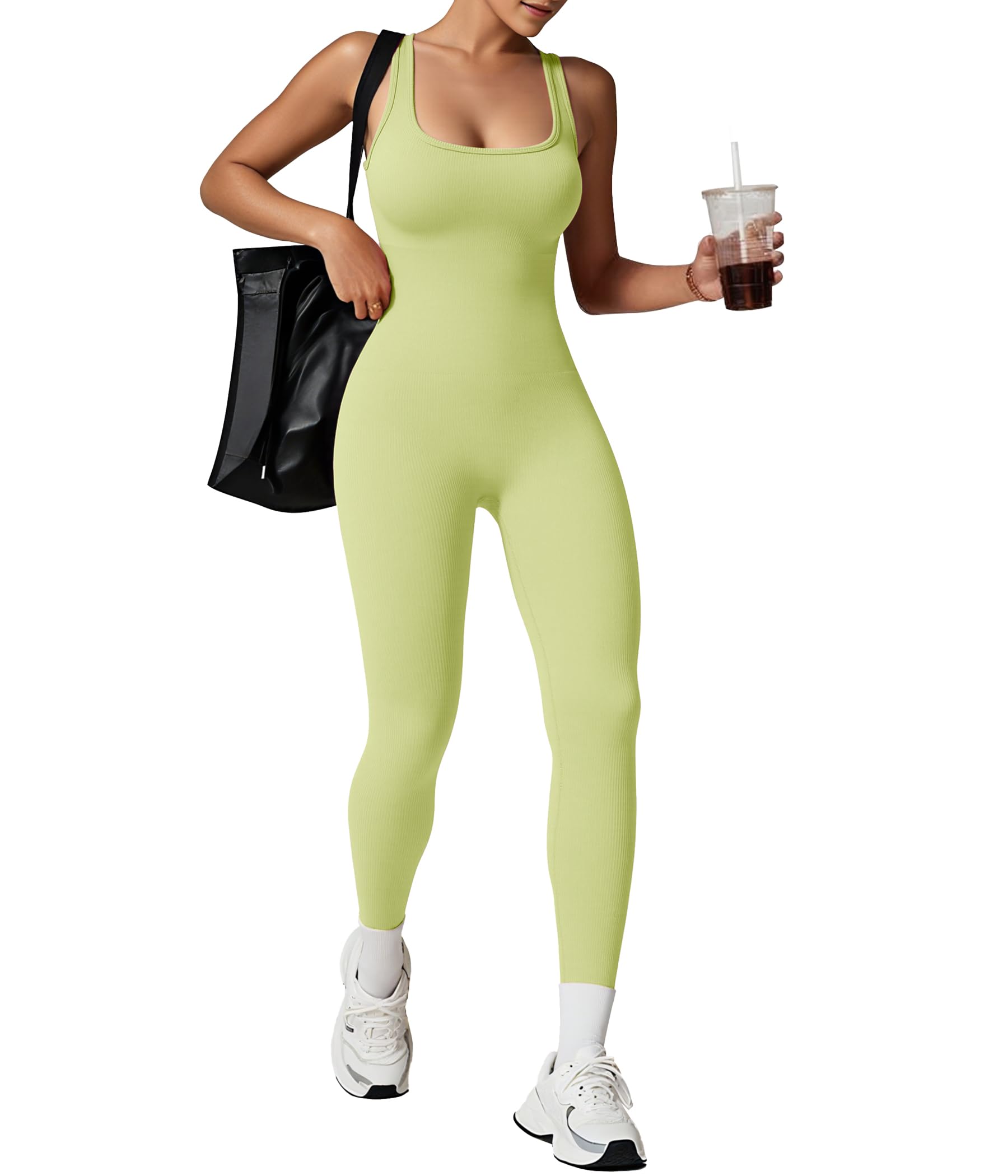 TrainingGirl One Piece Jumpsuits for Women Summer Workout Yoga Gym Rompers - Casual Cute Sleeveless Bodysuits Tank Top