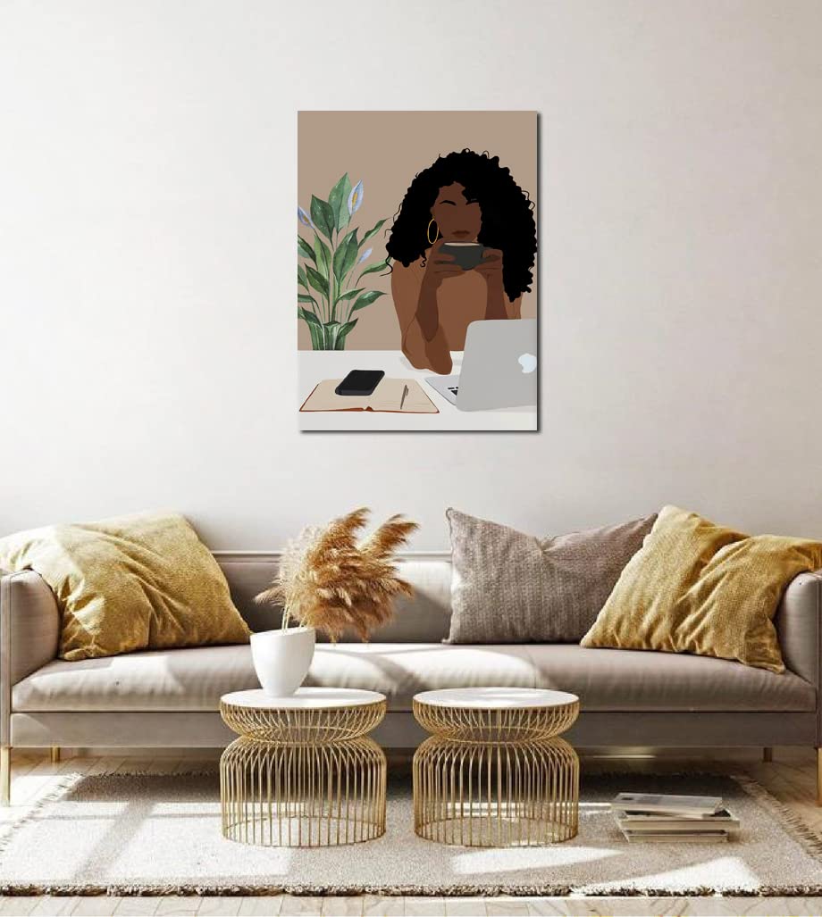 African American Boho Wall Art, Black Women Art Framed, Book Lover Art, Black Girl Canvas Print, African American Canvas Art Wall Decor, Woman Reading Book Art, African American Girl Boho Posters