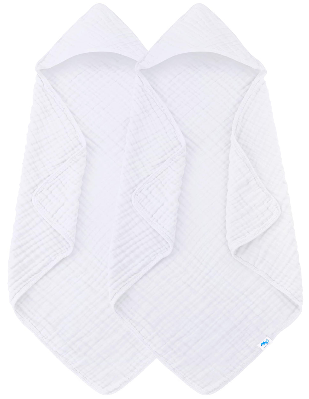 SWEET DOLPHIN Muslin Hooded Baby Bath Towels - 2 Pack 100% Cotton Towel for Babies, Infants, Toddlers - 32x32Inch - Highly Absorbent and Newborn Essential, Light Bean Paste