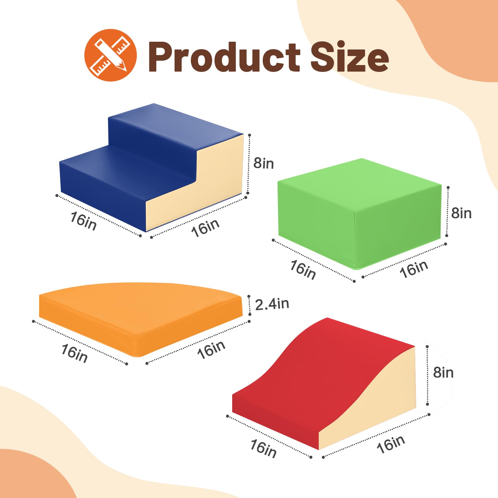 4-Piece Soft PU Leather Toddlers Climbing Toys, Baby Foam Climbing Blocks for Toddlers 3, Foam Play Gym Climbing Structures, Indoor Climb and Crawl Activity Play Set (White and Coffee)