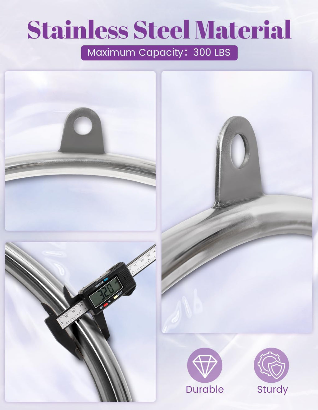 Aerial Lyra Hoop Kit (85cm/90cm), 32mm Thick, Maximum Load 460 LBS, Yoga Equipment Set with Hardware Kit for Yoga Dance, Aerial Fitness