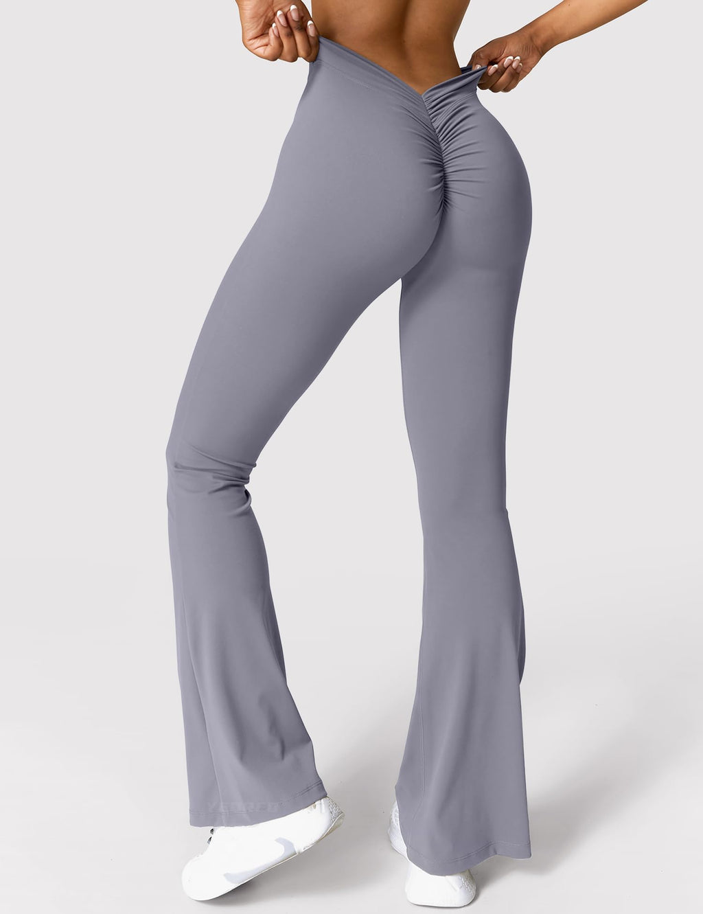 YEOREO Scrunch Flare Leggings Daze V Back Butt Lifting Wide Leg High Waist 31.5" Gym Workout Yoga Pants