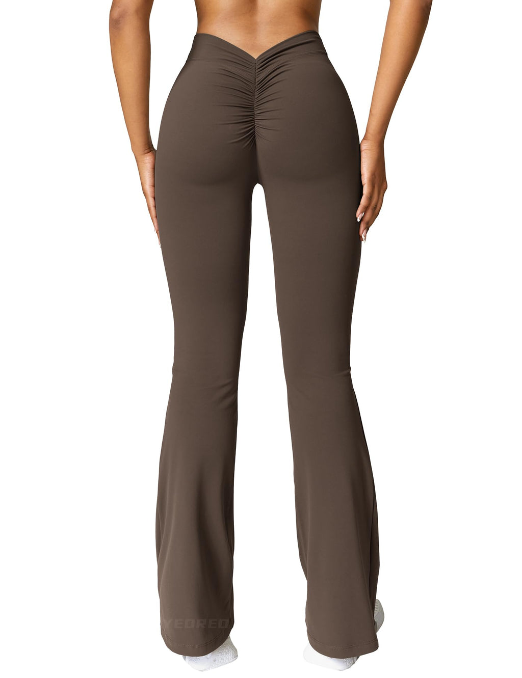 YEOREO Scrunch Flare Leggings Daze V Back Butt Lifting Wide Leg High Waist 31.5" Gym Workout Yoga Pants