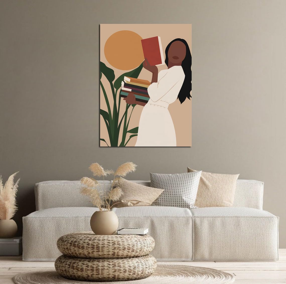 African American Boho Wall Art, Black Women Art Framed, Book Lover Art, Black Girl Canvas Print, African American Canvas Art Wall Decor, Woman Reading Book Art, African American Girl Boho Posters