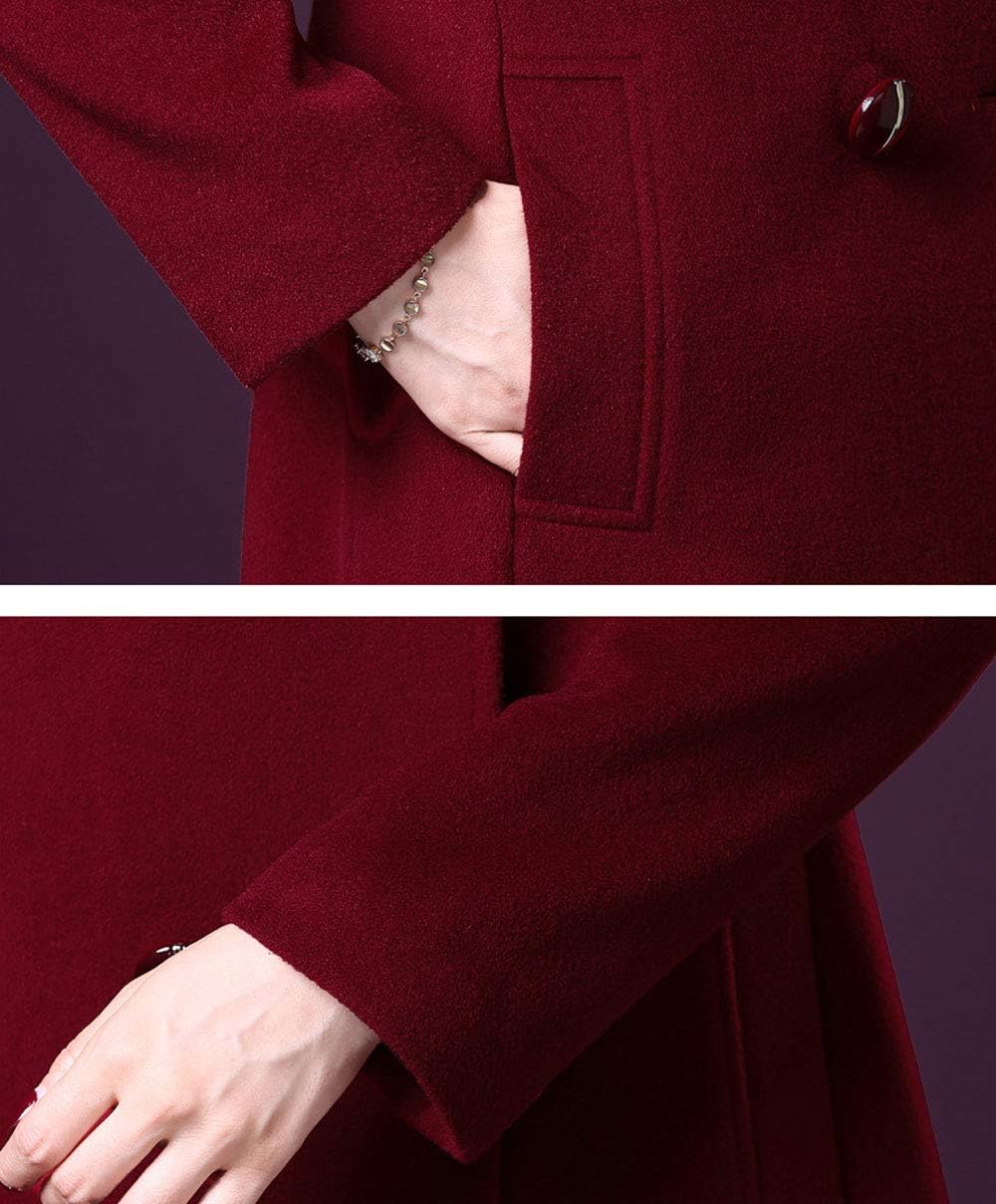ebossy Women's Elegant Business Wool Coat Double Breasted Winter Long Coat