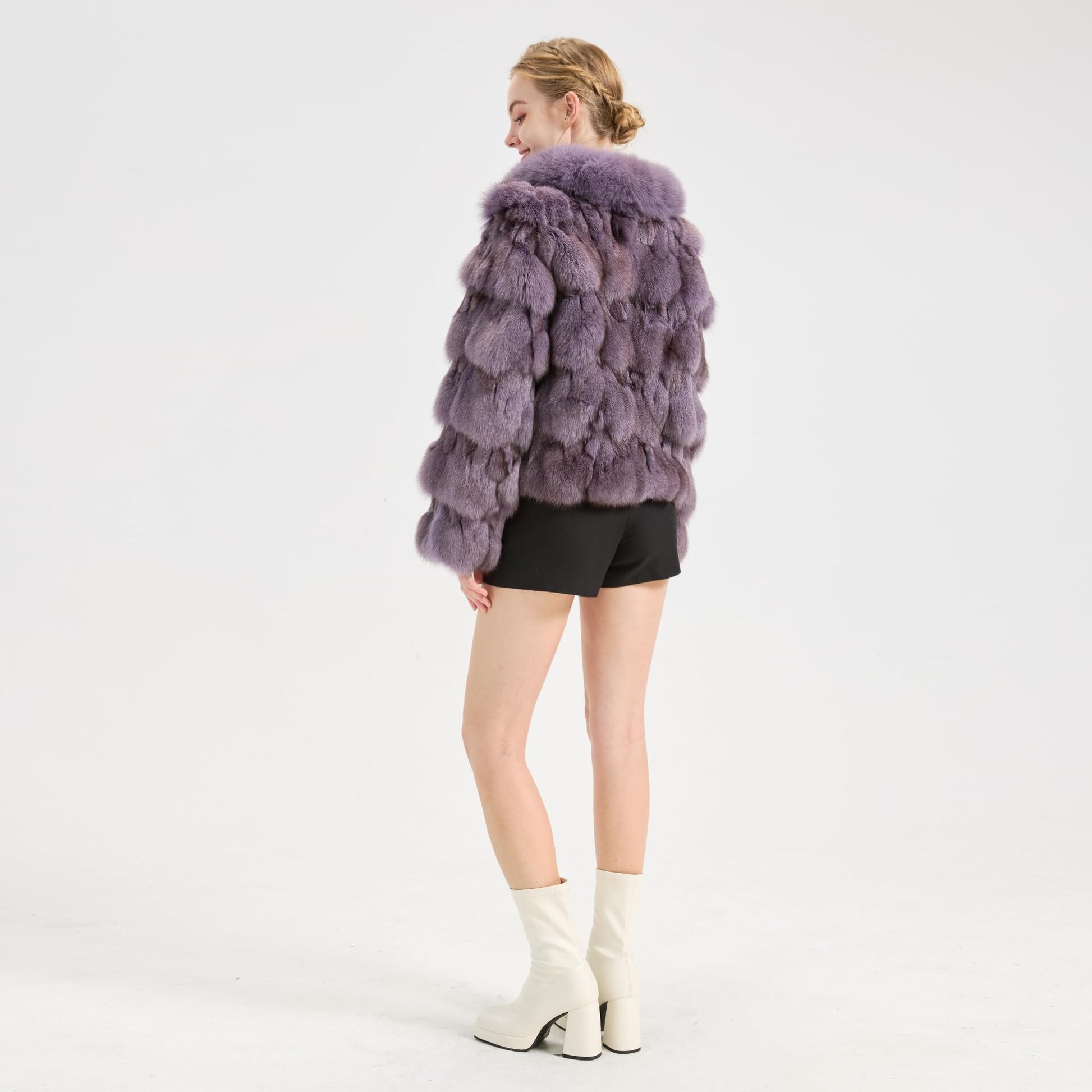 Fur Story Women's Genuine Fox Fur Coat Thick Warm Fur Jacket Winter coat