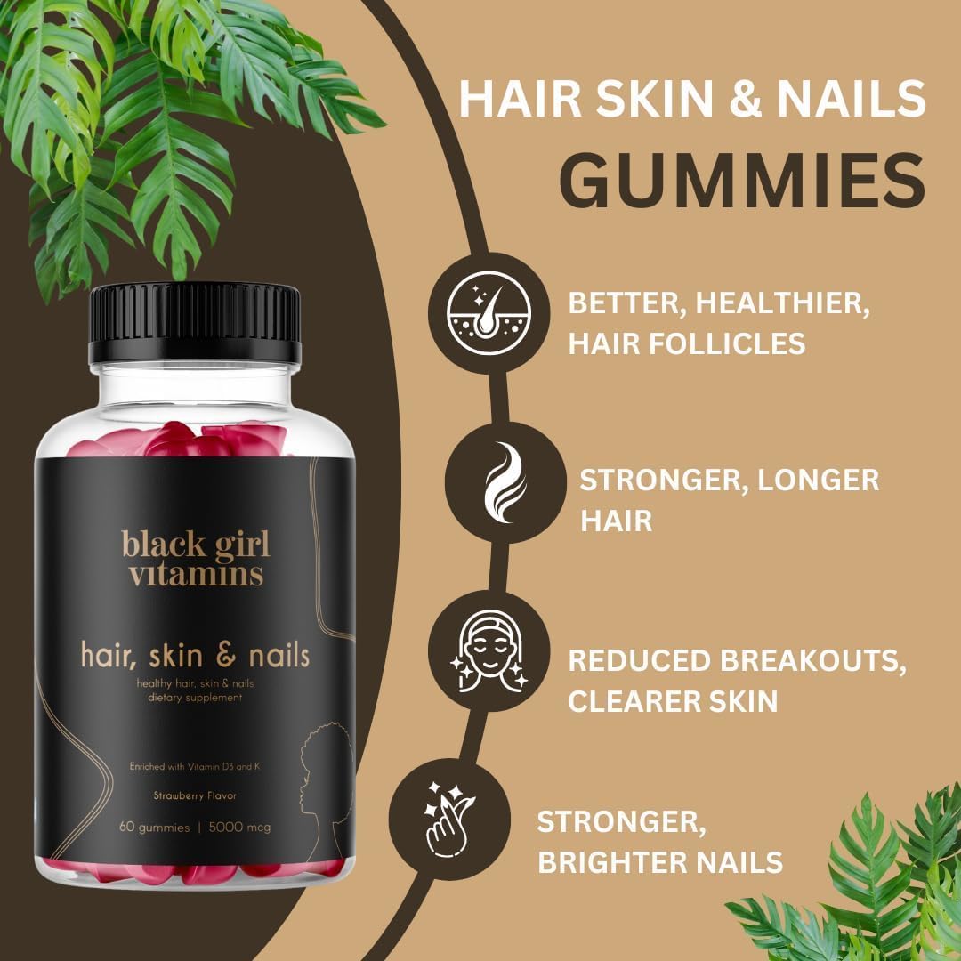Black Girl Vitamins Look Good Feel Good Bundle – Hair Skin & Nails, Vitamin D3 2000IU & Once a Day Multivitamin - Women's Supplement Bundle – Energy, Immunity & Beauty Support