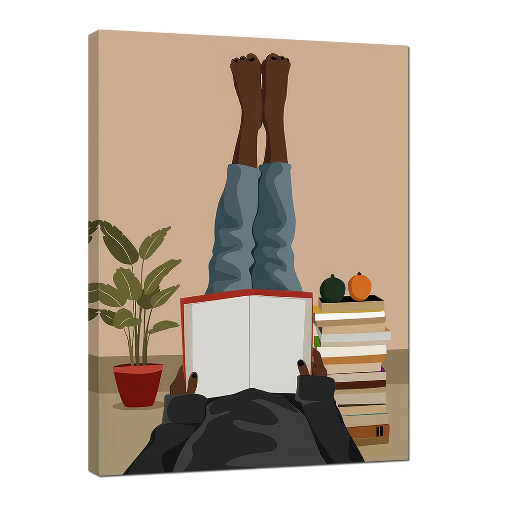 African American Boho Wall Art, Black Women Art Framed, Book Lover Art, Black Girl Canvas Print, African American Canvas Art Wall Decor, Woman Reading Book Art, African American Girl Boho Posters