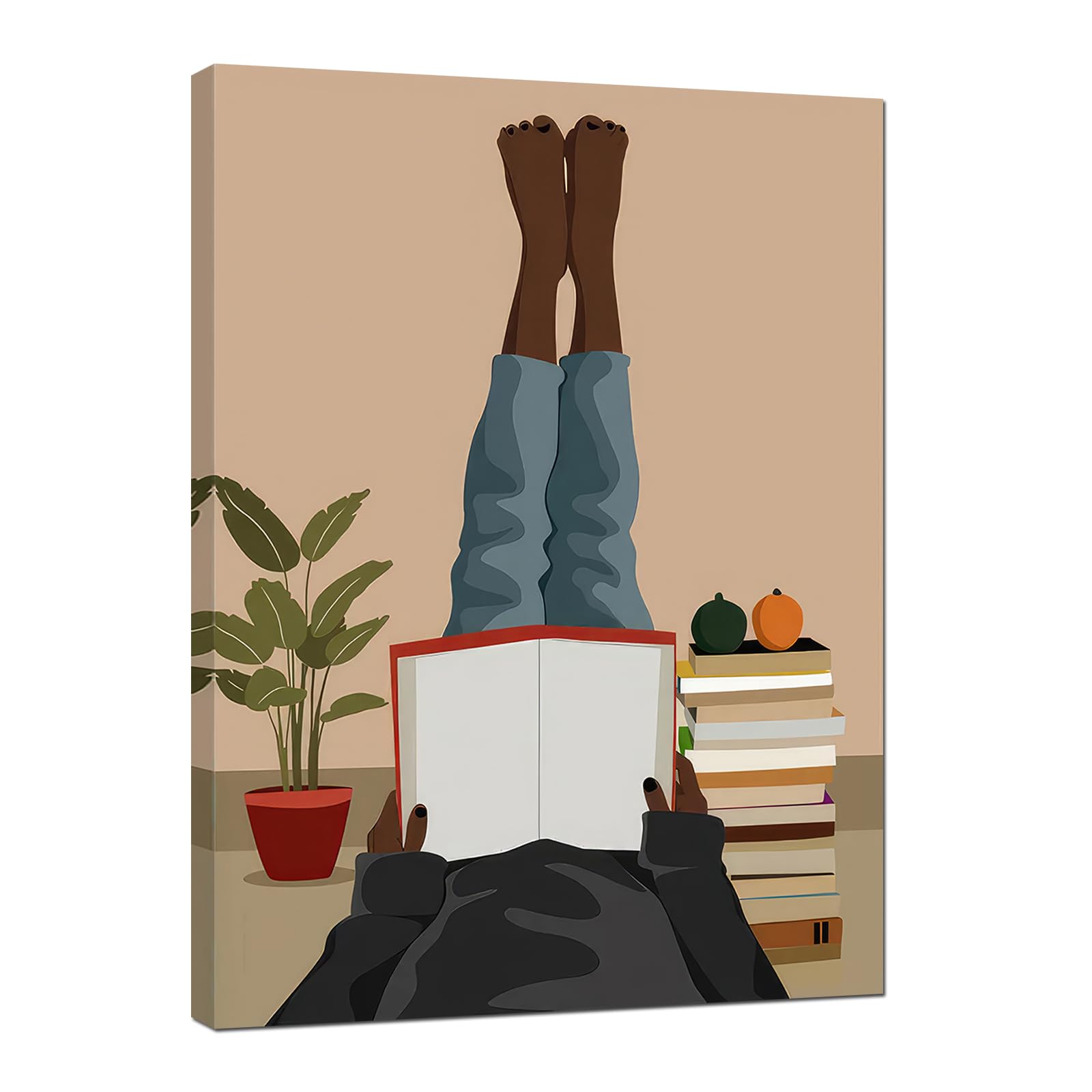 African American Boho Wall Art, Black Women Art Framed, Book Lover Art, Black Girl Canvas Print, African American Canvas Art Wall Decor, Woman Reading Book Art, African American Girl Boho Posters