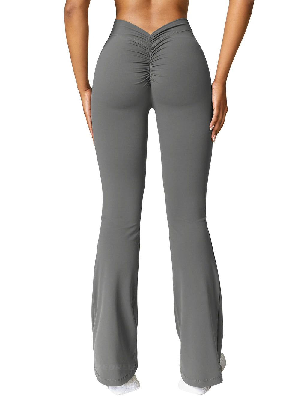 YEOREO Scrunch Flare Leggings Daze V Back Butt Lifting Wide Leg High Waist 31.5" Gym Workout Yoga Pants