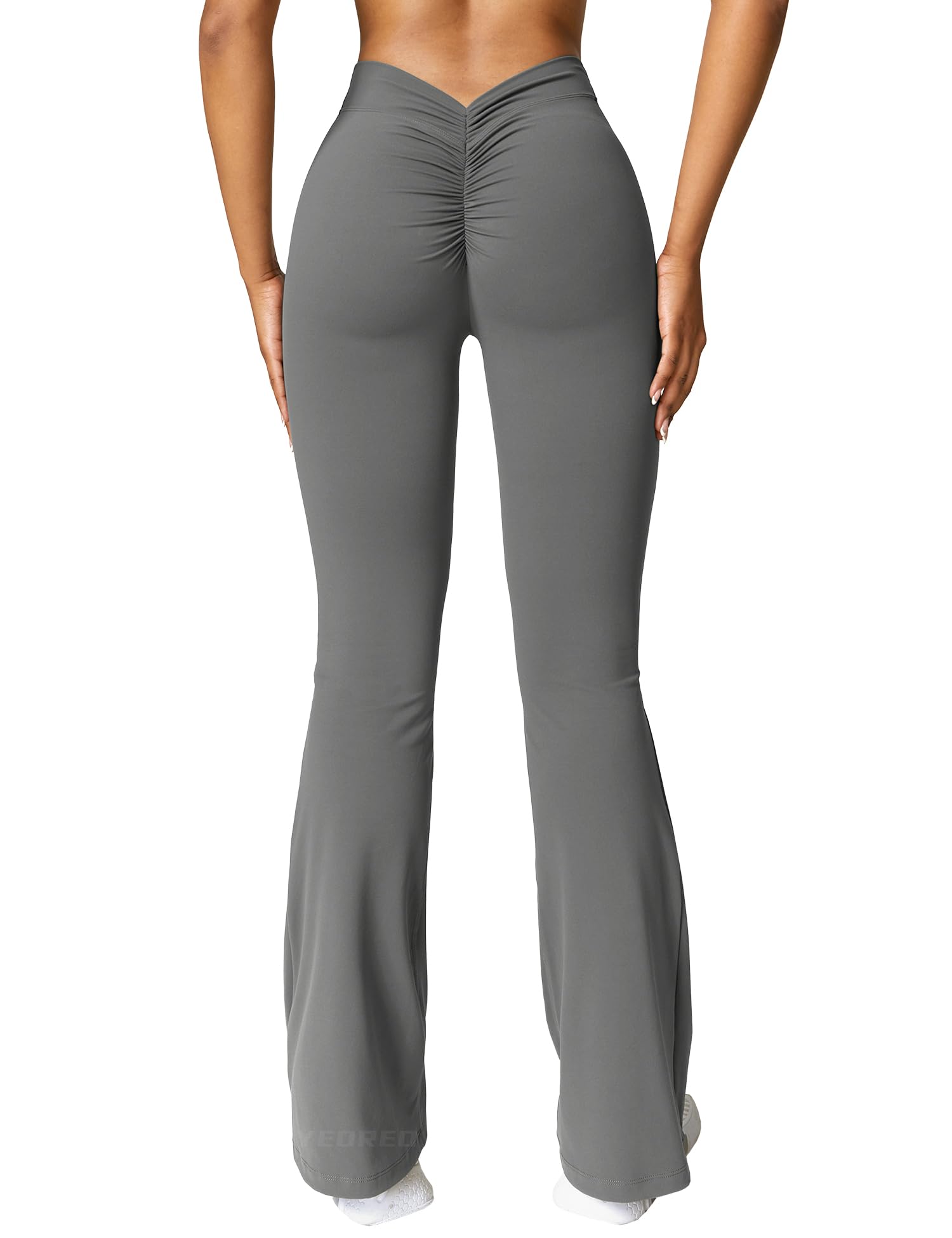 YEOREO Scrunch Flare Leggings Daze V Back Butt Lifting Wide Leg High Waist 31.5" Gym Workout Yoga Pants