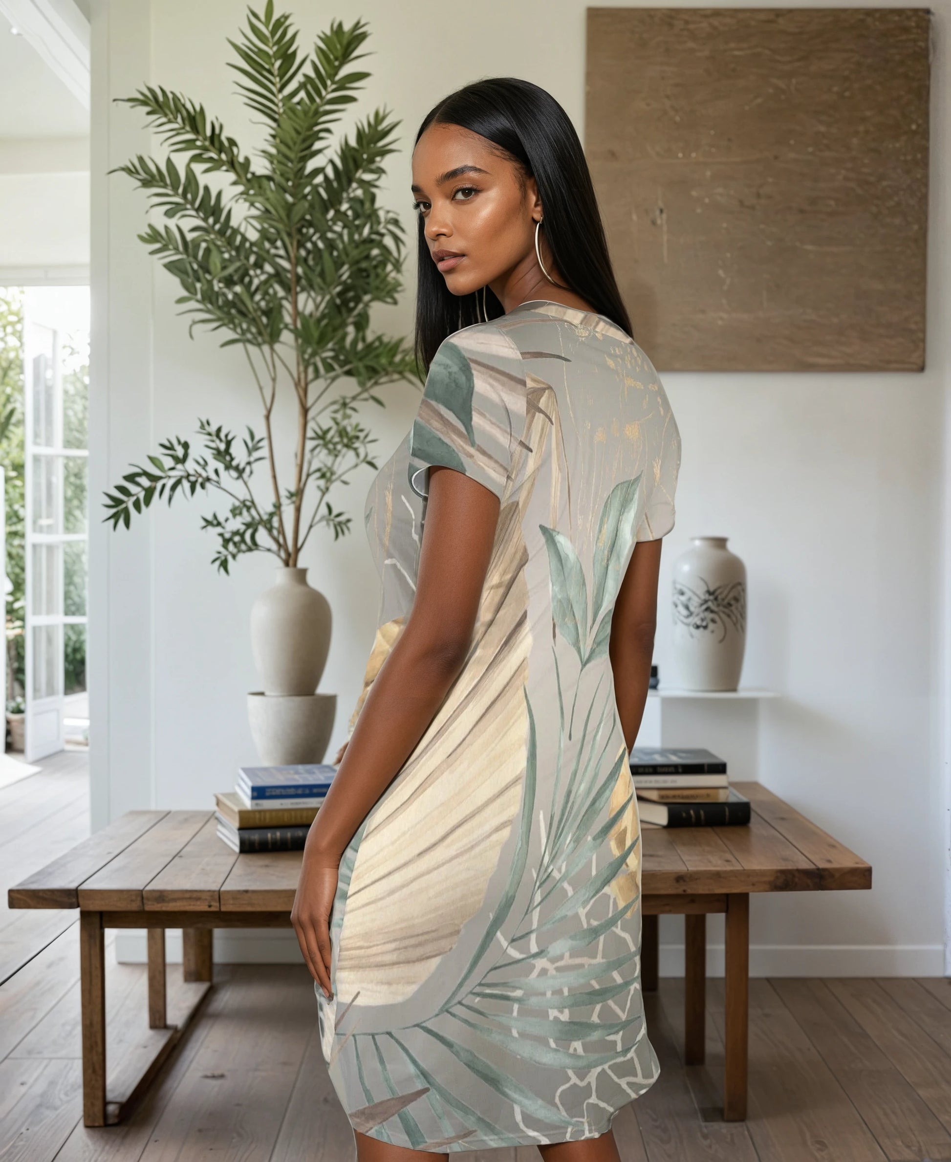Luxe Goddess Short Sleeve Side Tie Dress