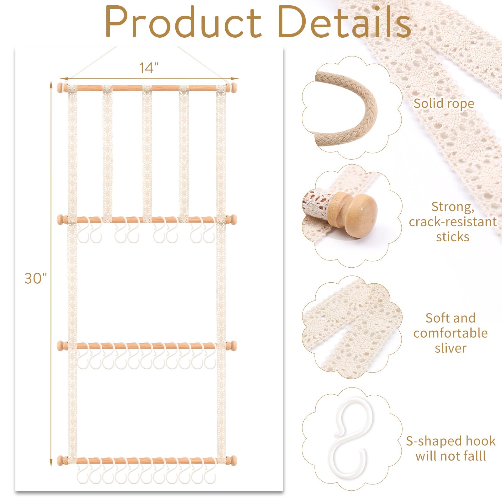 POVETIRE Headband Holder Hair Bows Organizer for Girls, Baby Headbands Hair Accessories Organizer Storage Wall Hanging Decor for Toddler Girls Room