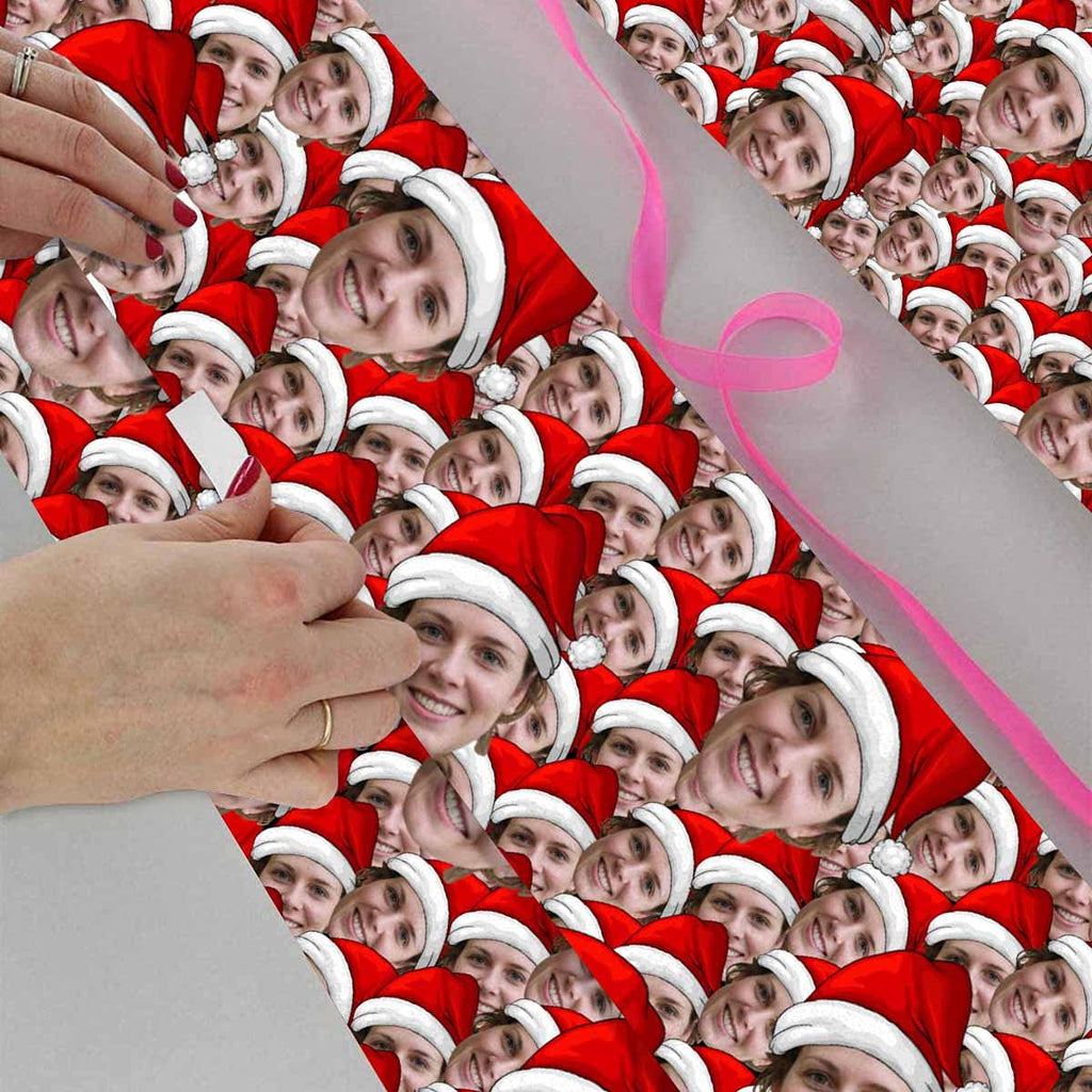 InterestPrint Custom Photo Wrapping Paper Merry Christmas with Christmas hat Wrapping Paper Custom Name Gift Wrap Roll Perfect for Birthdays 58"x 23"