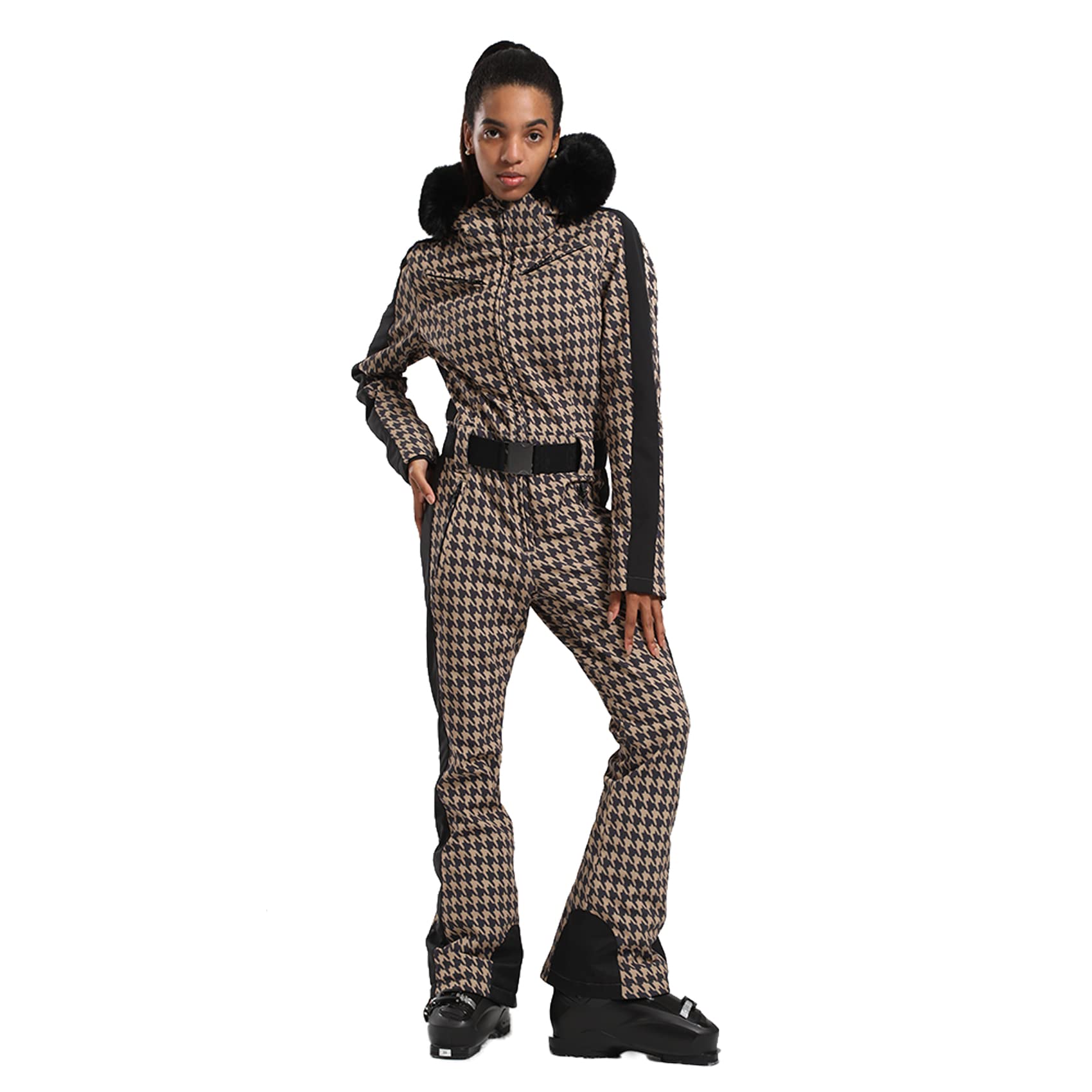 GSOU SNOW Womens Ski Suit One Piece Snowsuit Snowboard Slim Insulated Jumpsuit Jacket Waterproof Windproof for Outdoor Sports