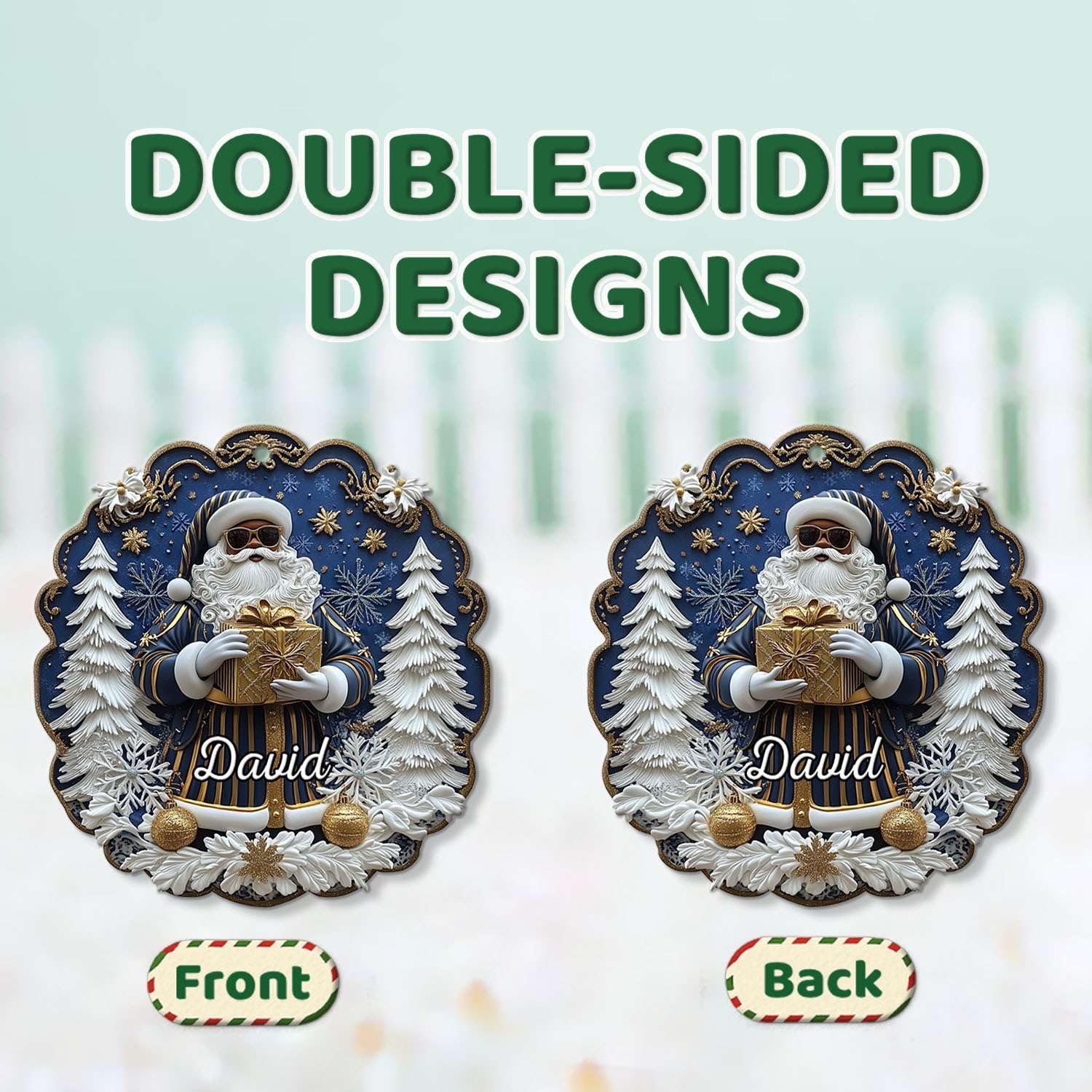 2D Acrylic Christmas Elf Shaped Ornament with Gift Box, Personalized Name Holiday Keepsake, Cute Ornament for Kids Room, Custom Name African-Inspired Decoration, Gifts for Boys