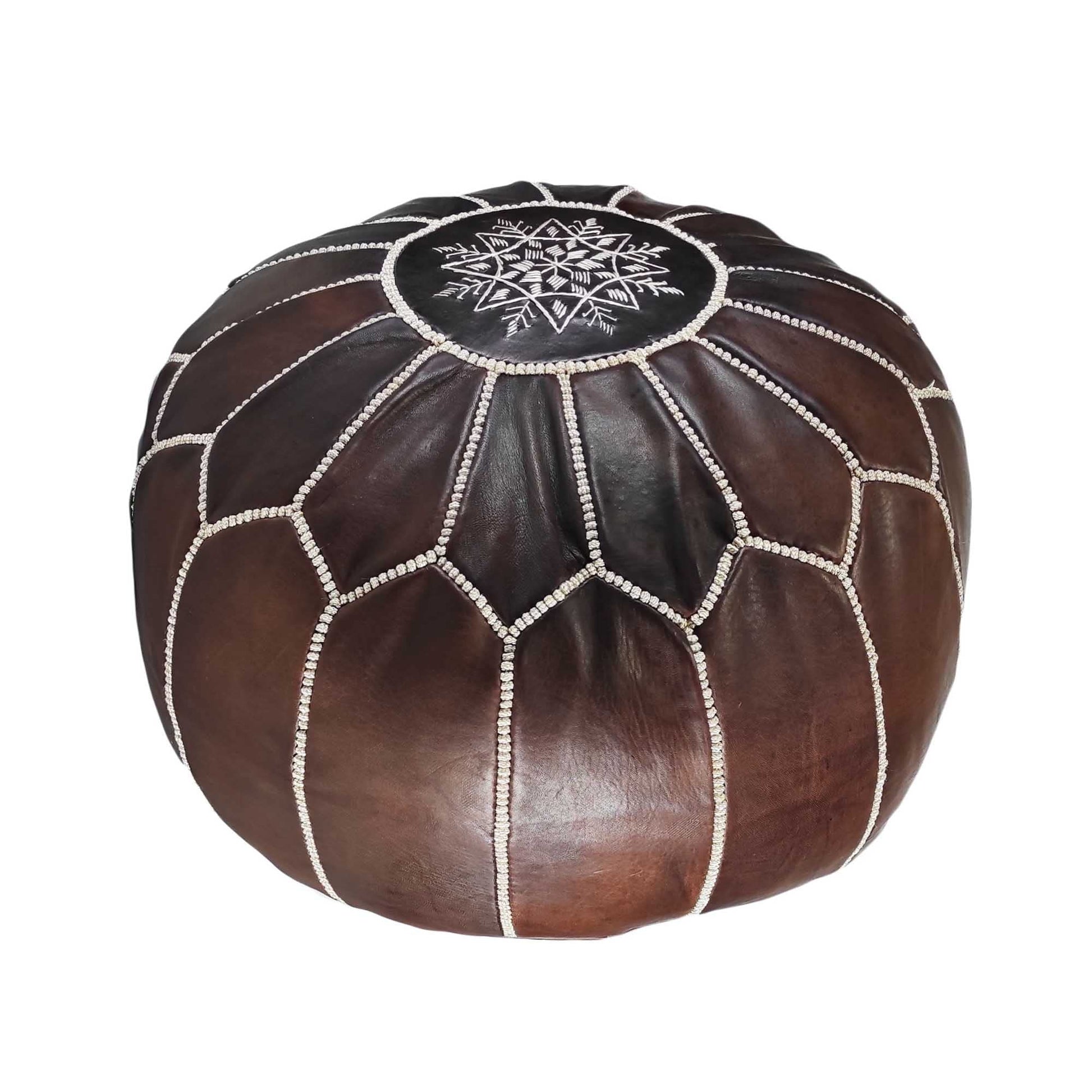 Fezcrafts Genuine Leather Moroccan Ottoman unstuffed Moroccan Pouf Footresf Livin Room Cocktail Seats Goatskin Tribal Bohemian Home Decor (Black)