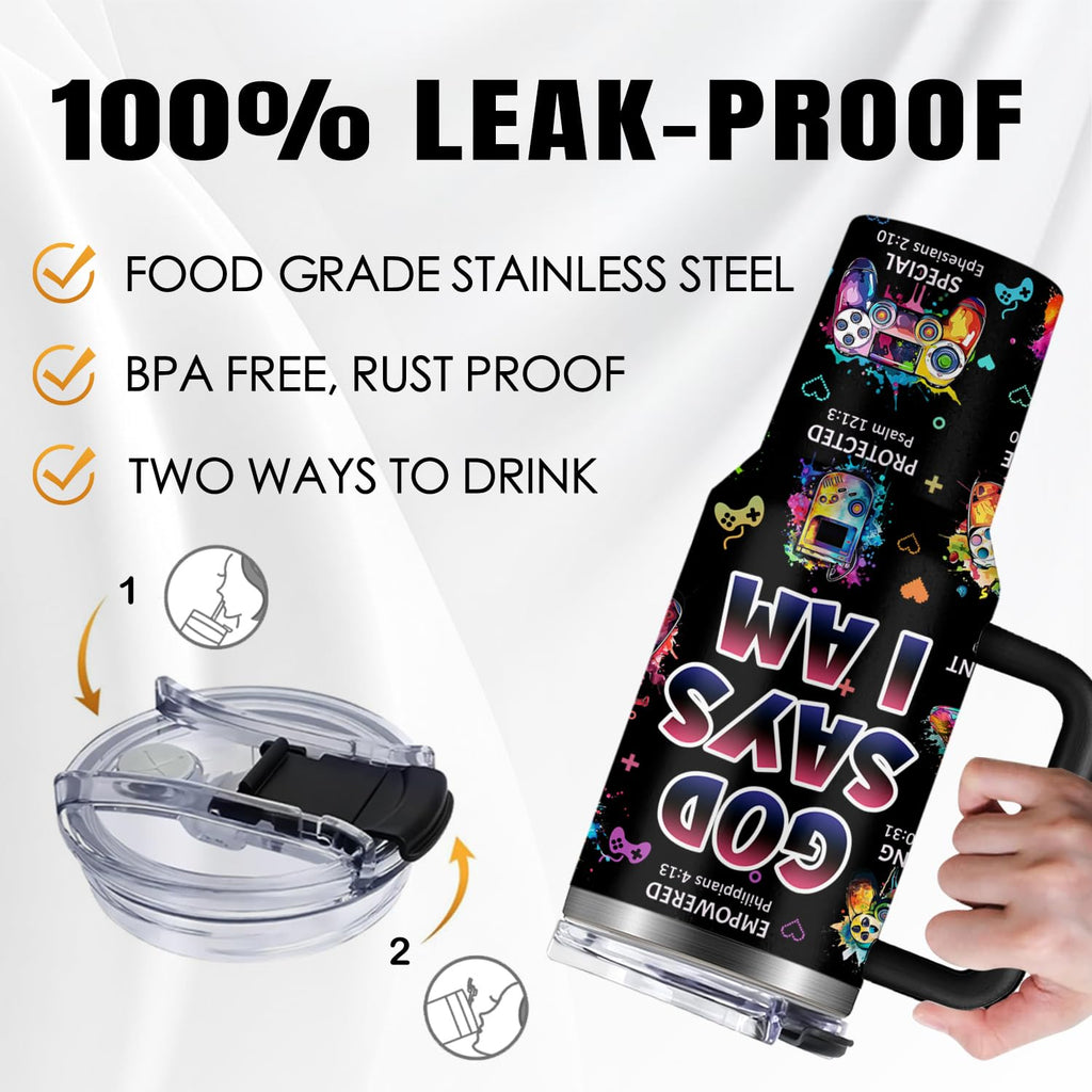 Christian Gifts for Women, 40 oz I Can Do All Things Christ Tumbler With Handle, Inspirational Religious Birthday Gifts for Faith Cup, Christian Jesus God Bible Verse Pastor Prayer Gift for Christmas