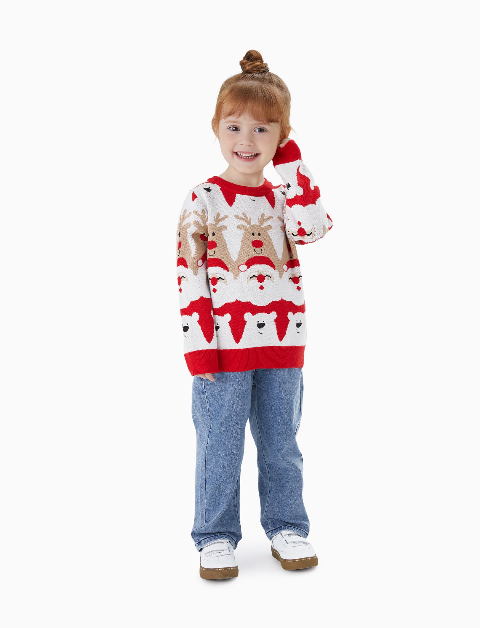 PATPAT Christmas Sweater Family Set Long Sleeve Knit Sweater Holiday Xmas Knitted Pullover