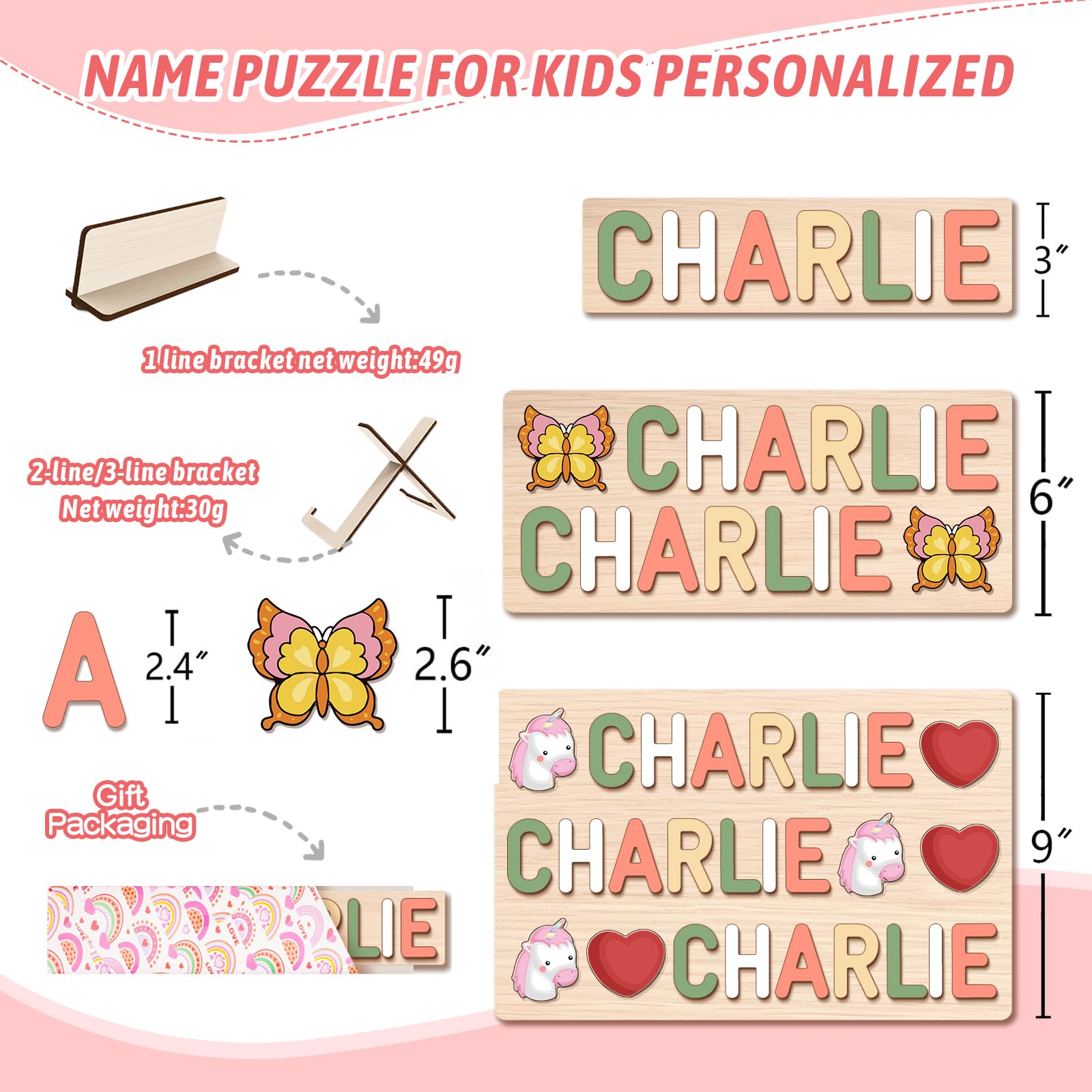 Personalized Name Puzzle for Kids, Personalized Baby Gifts Custom Name Puzzles for Toddlers 1-3 Animal Puzzle, Customized 1st Birthday for Girls & Boys Wooden Puzzle Montessor Toys for Kids