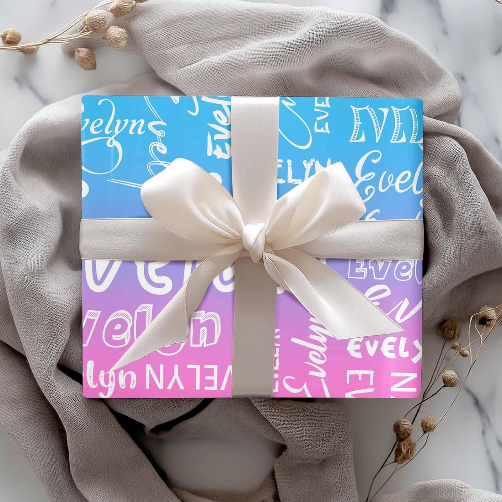 InterestPrint Custom Photo Wrapping Paper Merry Christmas with Christmas hat Wrapping Paper Custom Name Gift Wrap Roll Perfect for Birthdays 58"x 23"