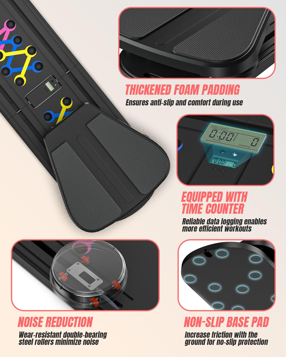 Pilates Board Pilates Reformer Set, Pilates Board for Home Workout Foldable Pilates Reformer Board for Women, 6 in 1 Multifunctional Pilates Equipment