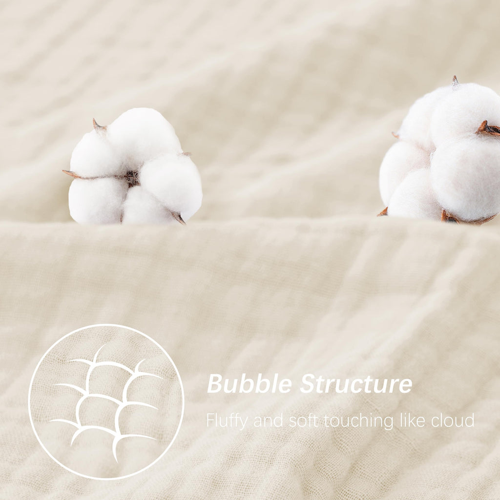 SWEET DOLPHIN Muslin Hooded Baby Bath Towels - 2 Pack 100% Cotton Towel for Babies, Infants, Toddlers - 32x32Inch - Highly Absorbent and Newborn Essential, Light Bean Paste